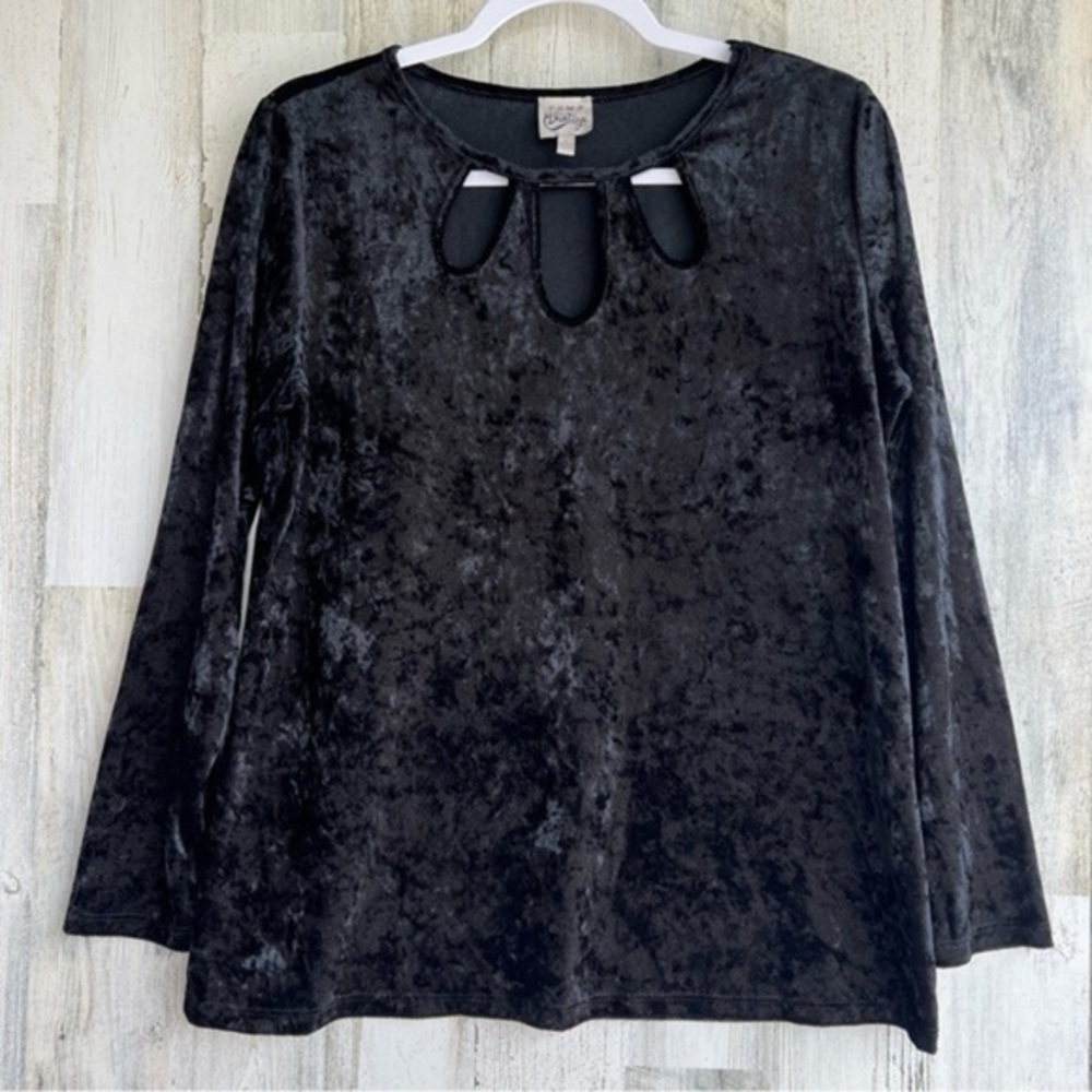 Como Vintage‎ Velvet Blouse Womens Sz Large Cutout Neck Dark Academia Whimsygoth